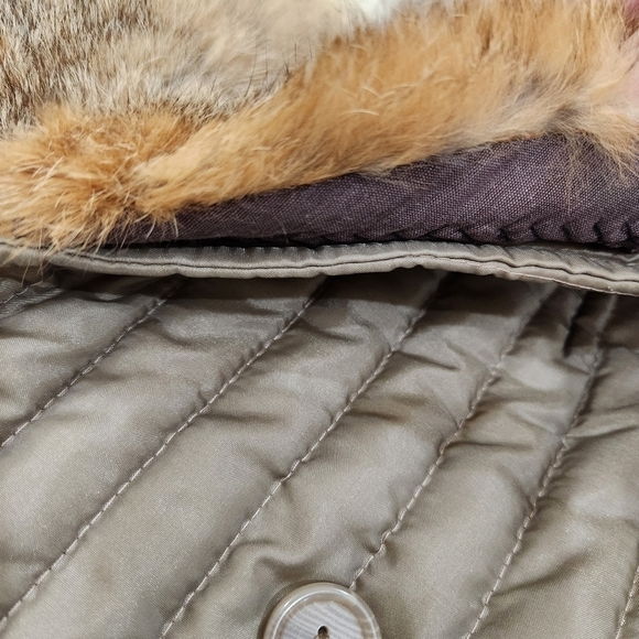Vintage 70s Quilted Long Coat Rabbit Fur, Sage, US Women's Large (listing as) - Picture 9 of 14